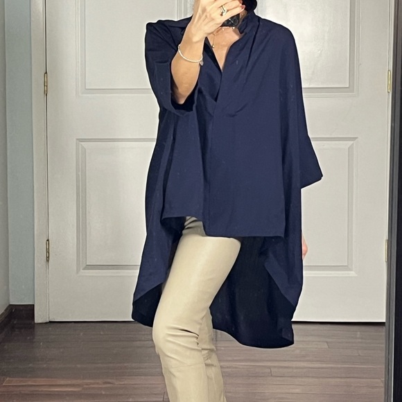 Manrico Cashmere split neck high low top blouse size M - Picture 4 of 13